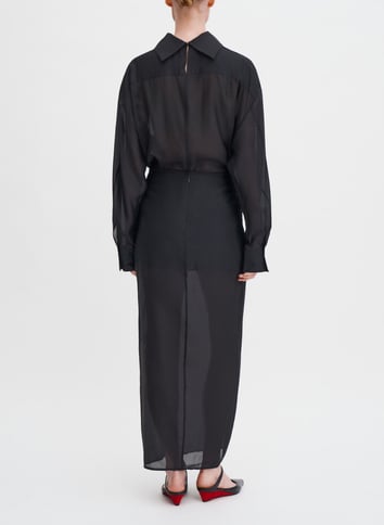 Sheer slit long skirt FILIPPA K Black
